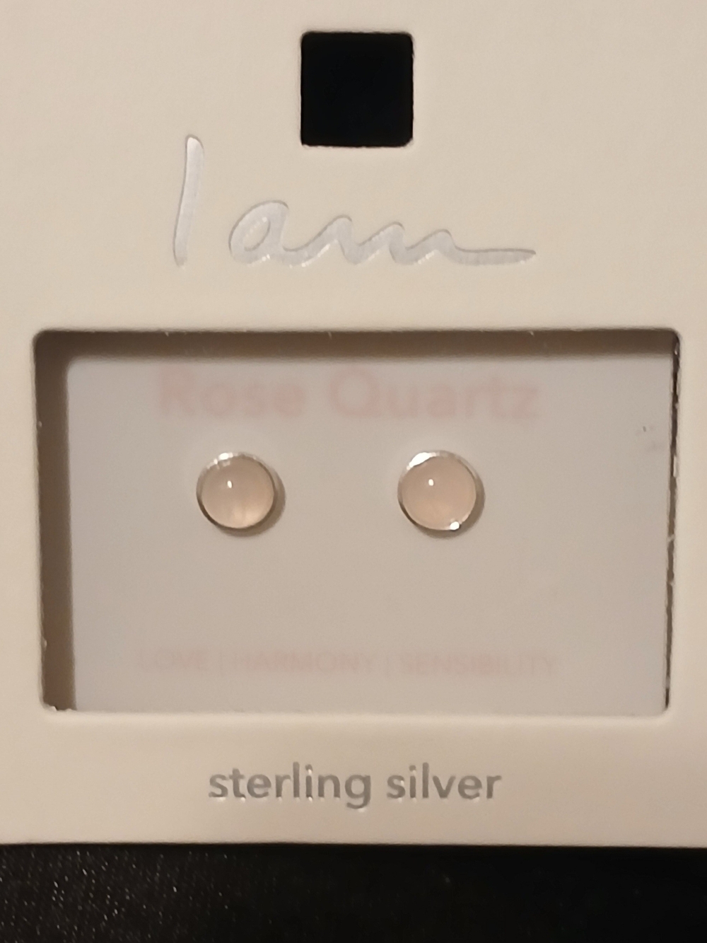 I Am Rose Quartz Sterling Silver Stud Earrings - Soft Pink